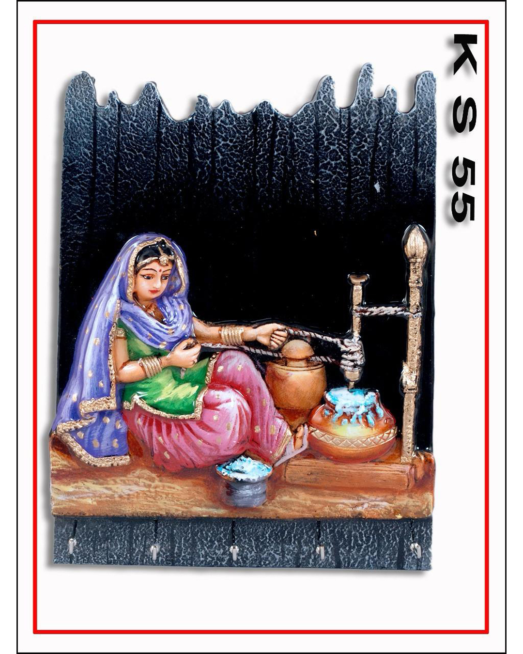 Riddhi Siddhi Art Creations - Sepia Tone Rural Woman Carrying Load Mural